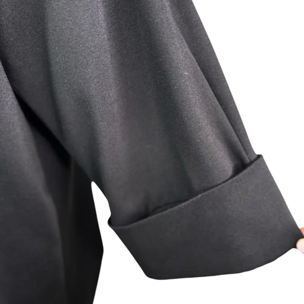 Insight New York Cowl Neck Ponte Knit Swing Coat Jacket Black Mid-Length  12